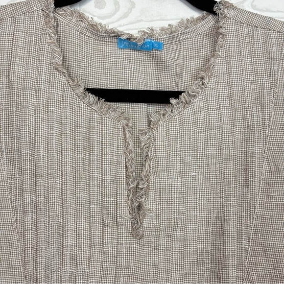 J. McLaughlin Maryann 100% Linen A Line Pintuck Dress Tan Size XL - Picture 5 of 9